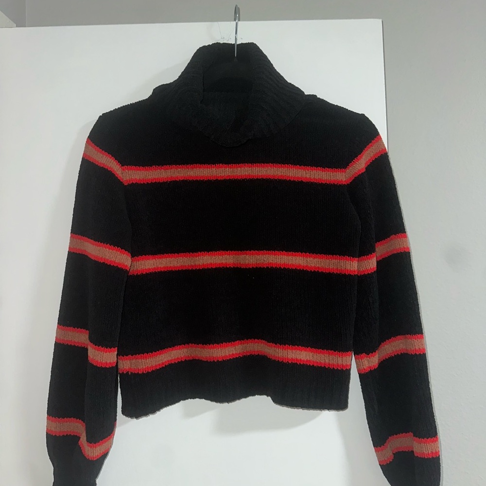 Target Black and Red Striped Turtleneck Sweater